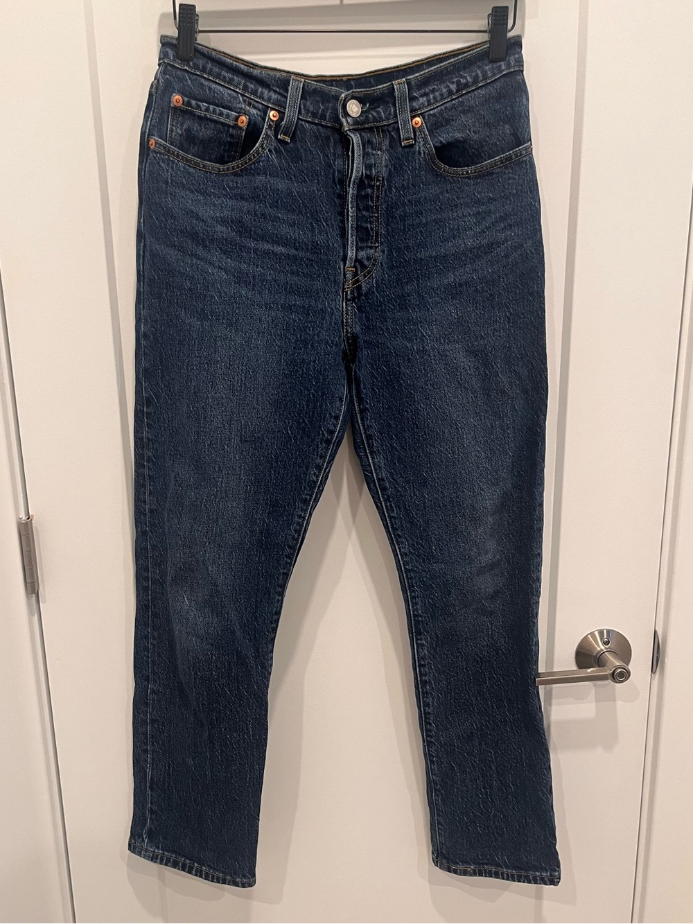 Levi’s 501 Dark Wash Straight Leg Jeans (Size 28)